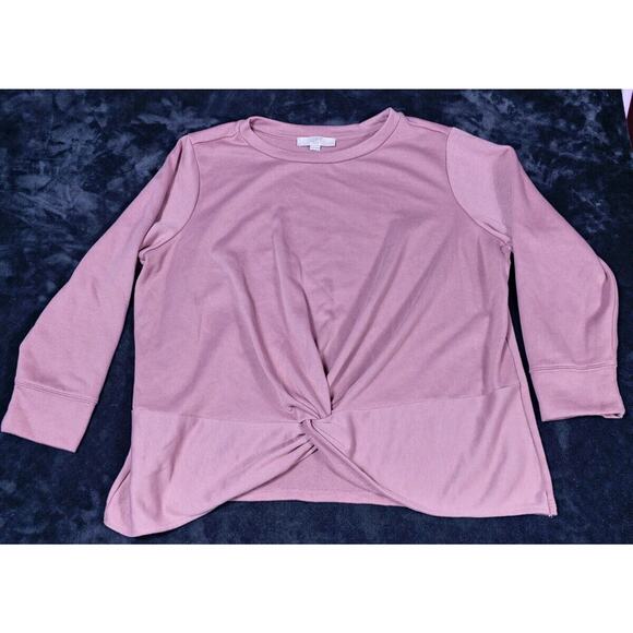 LOFT Plus 20/22 Sweatshirt Women's Pink Knot Embellishments - Picture 3 of 6